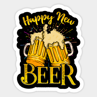 Happy New Beer Funny Happy New Year Sticker